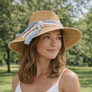 Olive And Pique Straw Sun Hat.